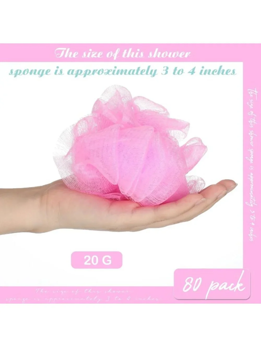 80 Pcs Pink Loofah Sponges Set - Travel Size Bath & Spa Essentials, Bulk Pack